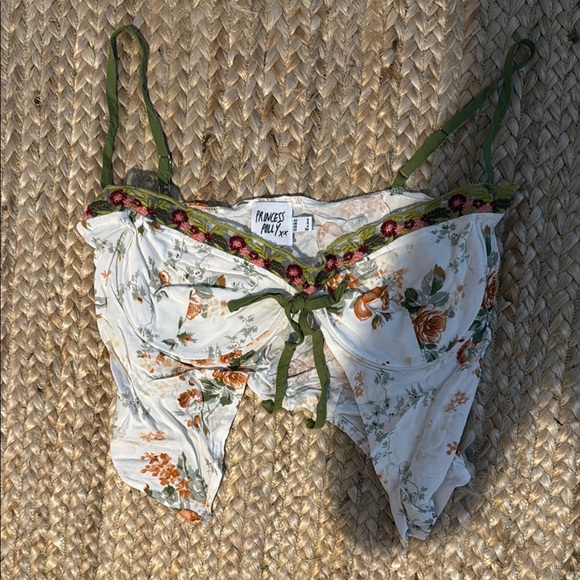 Princess Polly Tops - Princess Polly Floral Corset with Green Accents